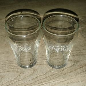 2 small vintage coca cola glasses